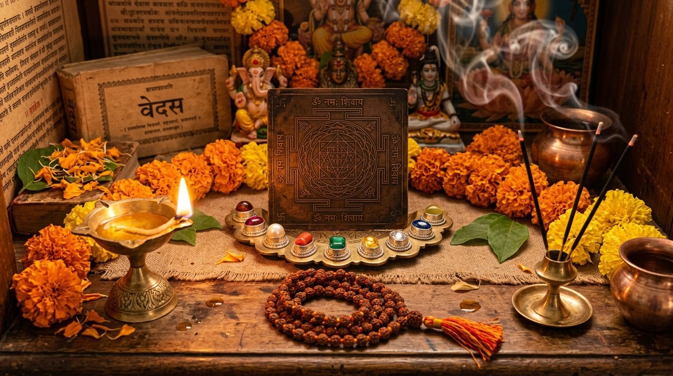 Vedic Astrology Sacred Altar & Navaratna Gemstones
